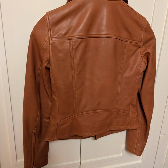All Saints Dalby Leather Jacket Cognac Brown - Picture 3 of 7